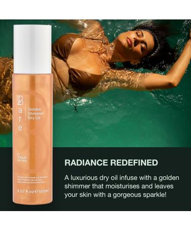 Bare by Vogue Golden Shimmer Dry Oil - Moisturise and Hydrate your Skin with Gorgeous Sparkle - Lightweight & Quick-Drying Face & Body Shimmer Oil 150ml - Buy Online on GoSupps.com