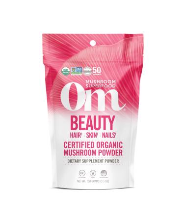 Om Mushroom Superfood Beauty Blend Mushroom Powder Superfood Supplement, 3.5 Ounce, 50 Servings, Mushroom Blend, Chaga, Cordyceps & Maitake; Hair, Skin, Nails, Antioxidants, Immune Support Supplement Beauty Blend Powder