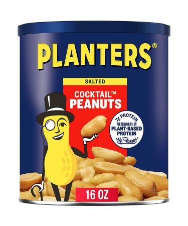 PLANTERS Salted Cocktail Peanuts - 16oz Canister | Plant Based Protein Party Snacks - Buy Online on GoSupps.com