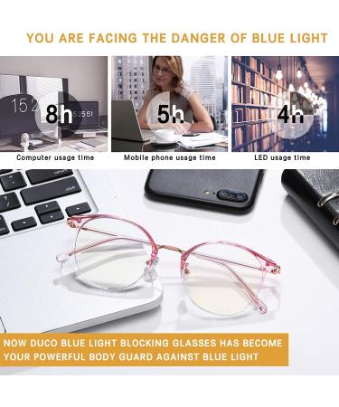 DUCO Blue Light Glasses for Women Men Blue Ray Blocking Glasses Computer Glasses for Teens Retro Round Eyeglasses W013 Pink - Buy Online on GoSupps.com