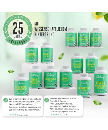 Vitabay NAC Capsules 600mg - Vegan N-Acetyl Cysteine Supplement (120 Caps) | Laboratory Tested High-Quality NAC for Enhanced Wellness - Buy Online on GoSupps.com