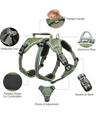 Buy Heele Dog Harness - Reflective Breakout Buckle Robust Handle Panic Clip - Perfect Fit in Green - Buy Online on GoSupps.com
