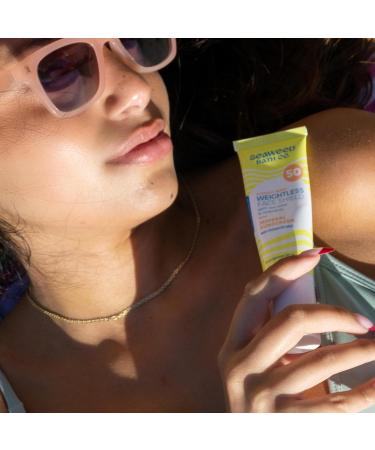 Weightless Face Shield SPF 50 - Seaweed Bath Co. Zinc Oxide Sunscreen Serum | Lightweight Water Resistant Facial Moisturizer - 1.7 Oz | Shop Internationally - Buy Online on GoSupps.com