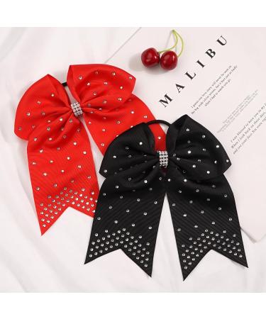 Xansema 7 Inches Rhinestone Hair Bows Elastic Hair Tie Ribbon Large Cheer Bow Ponytail Holder Hair Band for Women Girls Kids Teens (Navy) - Buy Online on GoSupps.com