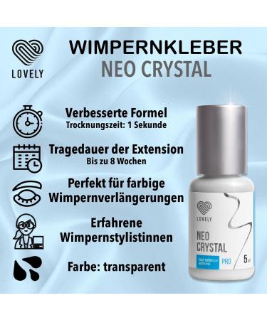 Buy Neo Crystal Eyelash Glue 5ml - Transparent Fast Drying (1 Sec) Long Lasting (8 Weeks) Elastic & Resistant for Professional Eyelash Extensions | International Shipping - Buy Online on GoSupps.com