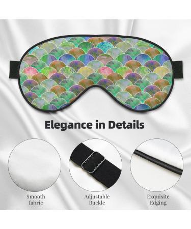 Adjustable Watercolor Green Fish Scale Sleep Mask | Block Out Light Eye Cover for Travel Yoga & Napping - Buy Online on GoSupps.com