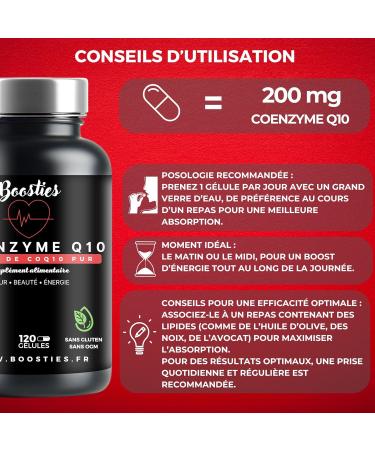 COENZYME Q10-200MG - 100% Ubiquinone - Premium - Pure Q10-100% Vegan - Vegetable Fermentation - Anti-Aging - 120 Capsules - Maximum Absorption - Boosties - Buy Online on GoSupps.com