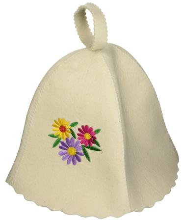 GMMH felt cap sauna hat hat cap white with embroidery sauna hat for sauna felt hat 5177-1127