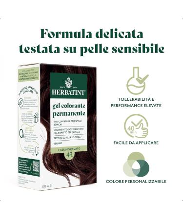  Herbatint Herbatint Permanent Hair Color Gel 4R Copper Brown - 170 ml | Ammonia-Free 100% Gray Coverage | For Sensitive Skin with 8 Natural Organic Extracts - Buy Online on GoSupps.com