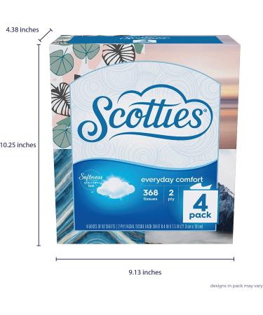 Scotties Everyday Comfort Facial Tissues - 92 Tissues per Box, 92 Count (Pack of 4) - Buy Online on GoSupps.com