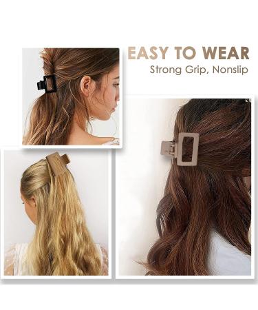 6Pcs 2 Inch Matte Rectangle Hair Claw Clips for Women and Girls - Small Claw Clips for Medium to Thick Hair - Nonslip Hair Jaw Clips - Buy Online on GoSupps.com