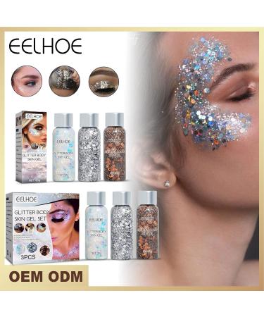 2 Pcs Eye Sequin | Sequin Gel Set with 5 Colors | Sequin Cosmetic Shimmer Lasting Shiny Lustre for Cheekbones Eyelids Collarbones Hair Lips Nails Dalian - Buy Online on GoSupps.com