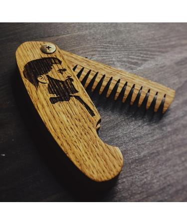 B4K Premium Handmade Wooden Comb for Men | Travel-Sized Multifunctional Pocket Comb for Hair Beard & Mustache | Perfect for Oils & Balm - Engraved Oak Gentlemen - Buy Online on GoSupps.com