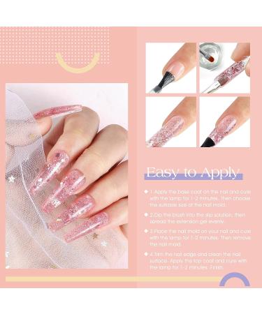 COSCELIA Poly Gel Nail Kit | UV Light Starter Set w/ 3 Clear Pink Glitter Builder Gels | 6w Nail Dryer Lamp & Manicure Tools | Beginner Nail Extension RH-525 - Buy Online on GoSupps.com