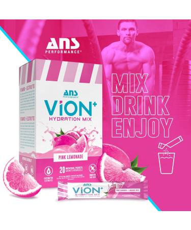 ViON+ Hydration Mix Pink Lemonade - Sugar-Free Electrolyte Powder with 8 Essential Vitamins - 20 On-the-Go Stick Packs for Hydration Energy & Recovery - Natural Flavors & No Artificial Colors or Dyes - Buy Online on GoSupps.com
