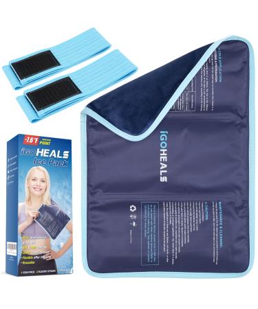 Ice Packs for Injuries Reusable Standard Large Heating Pad with Straps and Soft Plush Side for Hip Shoulder Knee Back Arm Leg Feet Pain Relief Sprains Swelling Bruises - 14.57X10.62 M 14X10-Nylon & Plush