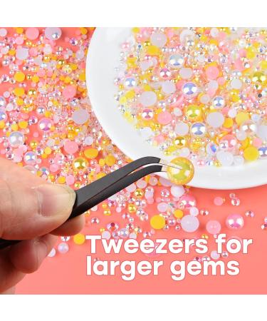 Shop Astaron 50g Mix Half Pearls & Glitter Stones - 3mm-10mm Flatback Rhinestones for Face Nail & DIY Crafts - Pink Yellow Series - Buy Online on GoSupps.com