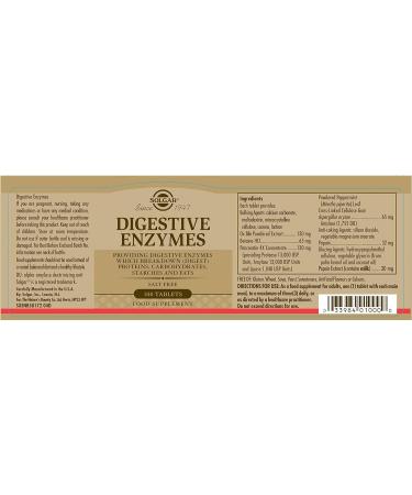 Solgar Digestive Enzymes Tablets - Pack of 100 - Increase Nutrient Absorption - Holistic Digestion Support - Gluten Free Unflavoured 1 count (Pack of 100) - Buy Online on GoSupps.com