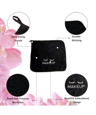 Microfiber Makeup Remover Towel 12x12 - 6PK Black/Silver Soft Hypoallergenic Reusable Wash Cloth for Gentle Makeup Removal - Buy Online on GoSupps.com