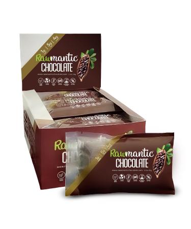 Rawmantic Dark Chocolate Vegan Energy Bars - 2.1 Oz (Pack of 12) - Snack Bars - Dairy, Nut and Gluten Free Dark Chocolate Bar - Perfect for Vegan Diets - Non-GMO Dark Chocolate Energy Snacks