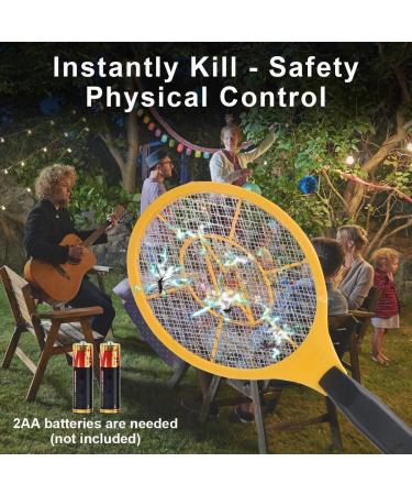 2 Pack Bug Zapper Electric Fly Swatter Zapper - Indoor Outdoor Zapping Racket for Pest Control - Safe to Touch with 3-Layer Safety Mesh Yellow - Buy Online on GoSupps.com