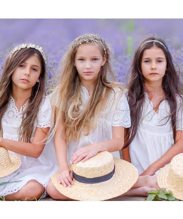 White Flower Girl Headpiece | Princess Wedding Headband | Bridal Bridesmaid Hairband with Pearls & Rhinestone | 4 Styles (Romantic Style) - Buy Online on GoSupps.com