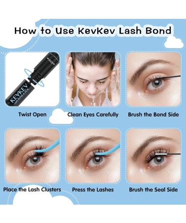 KevKev Lash Bond and Seal - Waterproof Eyelash Glue for Lash Clusters 72-Hour Strong Hold 10ml Black with Remover Swabs - Buy Online on GoSupps.com