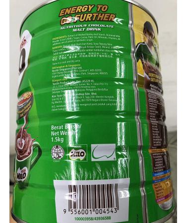 Nestle Milo Malaysia 1.5kg Tin Can - Halal Chocolate Malt Powder Energy Drink - Buy Online on GoSupps.com