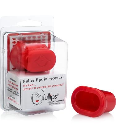 Fullips Lip Plumper Tool - Medium Oval with Bonus Large Round Enlarger - Self Suction Plumping Device For Fuller Lips - Plump in Seconds - Natural Instant Lip Enhancement Kit - Red Plastic Plumpers