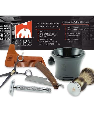 G.B.S Stylish Wet Shaving Set - Ceramic Black Shaving Bowl, Badger Hair Brush, Stand & Natural Soap for Men - Buy Online on GoSupps.com
