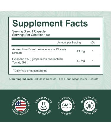 PurePremium Astaxanthin Supplements - Astaxanthin 24mg with Lycopene 50mg Antioxidants Supplement for Skin & Eye Health Normal Joint Support & Immune System Support Non-GMO - 60 Count 60 Count (Pack of 1) - Buy Online on GoSupps.com