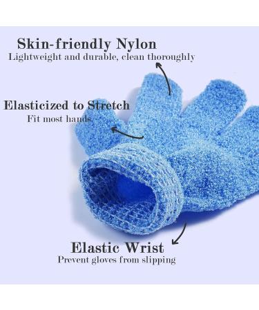 Reusable Blue Exfoliating Glove - 2pc Set for Body Scrubbing and Dead Skin Removal - Buy Online on GoSupps.com