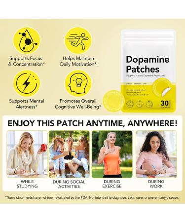 Dopamine Patches Extra Strength, 30 Vegan Mood Boost Support Patches for Daily Mental Wellness, Plant-Based Formula, Positivity & Motivation, Supports Dopamine & Serotonin Balance for Men Women - Buy Online on GoSupps.com