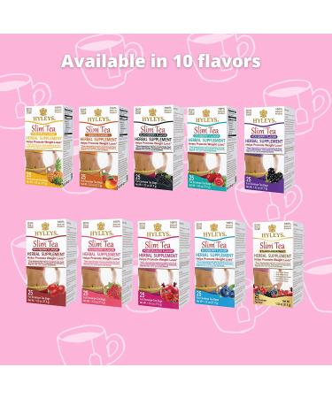 Hyleys Slim Tea Assortment - 5 Flavors, 25 Foil Bags, 1.32 oz | Healthy Herbal Weight Loss Tea - Buy Online on GoSupps.com