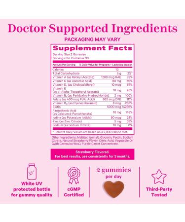 Pink Stork Postpartum Hair Loss Gummies - Biotin Postnatal Vitamins for Hair Regrowth & Strengthening | Women-Owned, 60 Strawberry Gummies - Buy Online on GoSupps.com
