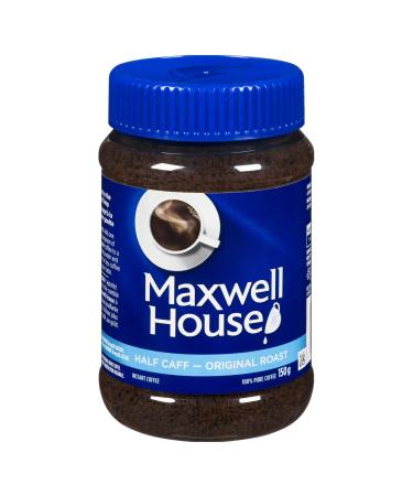 Maxwell House Half Caff Original Roast Instant Coffee 150g (Pack of 12) Half Caff - Original 1.8 kg (Pack of 1)