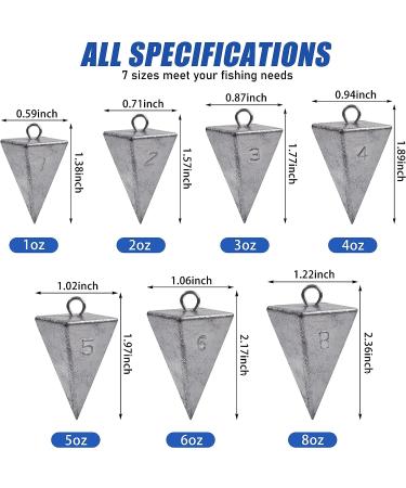 Pyramid Fishing Sinker Weights - Tangle-Free Bulk Fishing Weights (1oz-8oz) - 4pcs - Buy Online on GoSupps.com