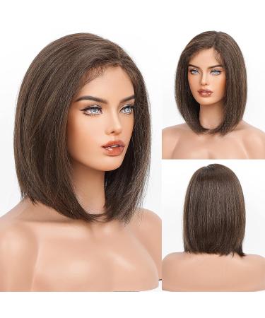 HAIRCUBE Brown Synthetic Lace Wig - Shoulder-Length Bob Style for Women - Buy Online on GoSupps.com