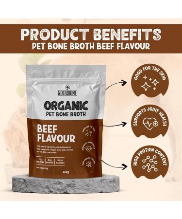 NUTRIBONE Bone Broth Powder for Pets - High Protein Supplement for Gut Joint and Coat Health - Non-GMO Organic Bone Broth for Dogs Beef Flavour-250g Pack Beef 250 g (Pack of 1) - Buy Online on GoSupps.com