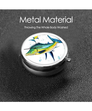 Buy Round Pill Box - 3 Compartment Fish Art Design | Portable Travel Medicine Organizer | Mini Decorative Pill Case for Vitamins - Buy Online on GoSupps.com