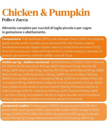 Alleva Natural dry kibble for small/mini/toy puppies rich in chicken and fresh pumpkin 800 grams - Buy Online on GoSupps.com