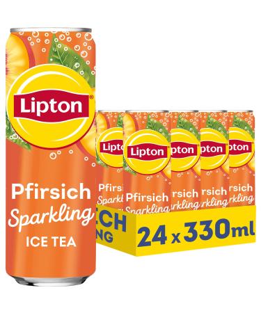 Lipton Ice Tea Sparkling Peach iced tea with carbon dioxide and peach taste disposable (24 x 0.33 l) (packaging design can deviate) 330 ml (24 Pack)