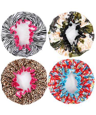 ESARORA 4 Pack Waterproof Double Layer Shower Cap for Women - Bath Cap (Style 1) - Buy Online on GoSupps.com