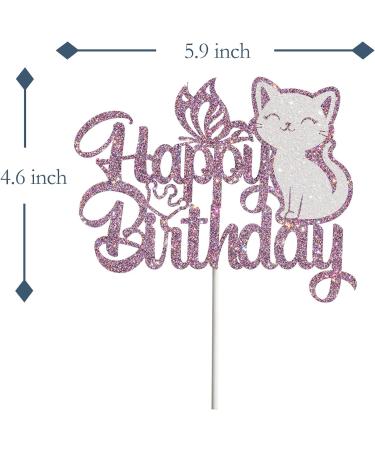 Tenhaisi Purple Glitter Cat Happy Birthday Cake Topper Butterfly Cake Topper Kitten Pet Themed Birthday Cake Topper Cute Meow Pawty Birthday Party - Boy Girl Baby Shower Party Decoration (CHB-PP) - Buy Online on GoSupps.com