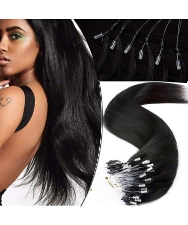 SEGO microring extensions real hair hair extensions micro loop bonding human hair natural black#1b 18 "(45cm) -50g 45 cm natural black#1b