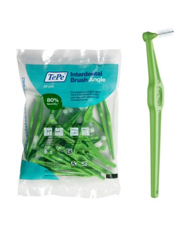TEPE Interdental Brush Angle, Angled Dental Brush for Teeth Cleaning, Pack of 25, 0.8 mm, Large Gaps, Green, Size 5 Green - 0.8 Mm