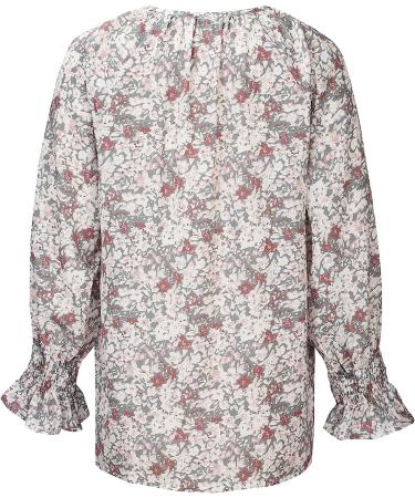 Womens Bohemian Floral Print Ruffled Top | Fall Long Sleeve Blouse 2022 | V Neck Lace Up Sweatshirt - XX-Large Gray - Buy Online on GoSupps.com