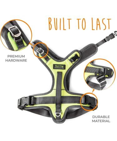 Mighty Paw Sport Harness 2.0 - Padded Adjustable Dog Harness with Reflective Seams (X-Large Green) | International Shipping Available - Buy Online on GoSupps.com