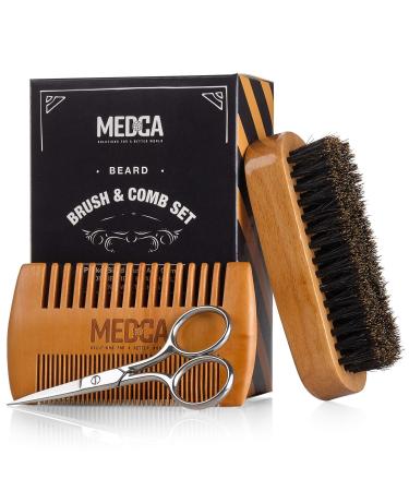 Wooden Beard and Comb Set for Men - Perfect for Beards Head Hair and Mustaches Men's Grooming Kit for Styling Applying Beard Oils and Balms for Better Hair Care Growth and Impressive Hair Health