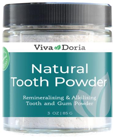 Viva Doria Natural Tooth Powder | Remineralizing Tooth Powder | Natural Teeth Whitening Powder | Toothpaste Power | Breath Freshener | Refreshing Mint Flavor | 3 Oz Glass Jar 3 Ounce (Pack of 1)